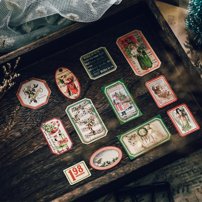 Vintage Christmas Tin Box Sticker