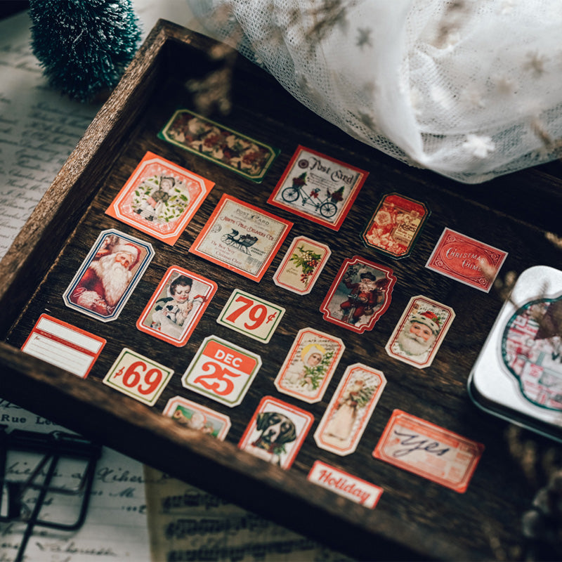 Vintage Christmas Tin Box Sticker