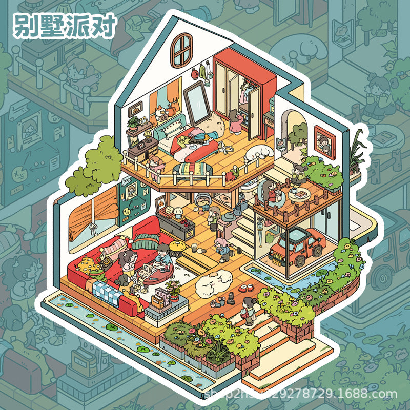 Fantasy Family 3D House Sticker