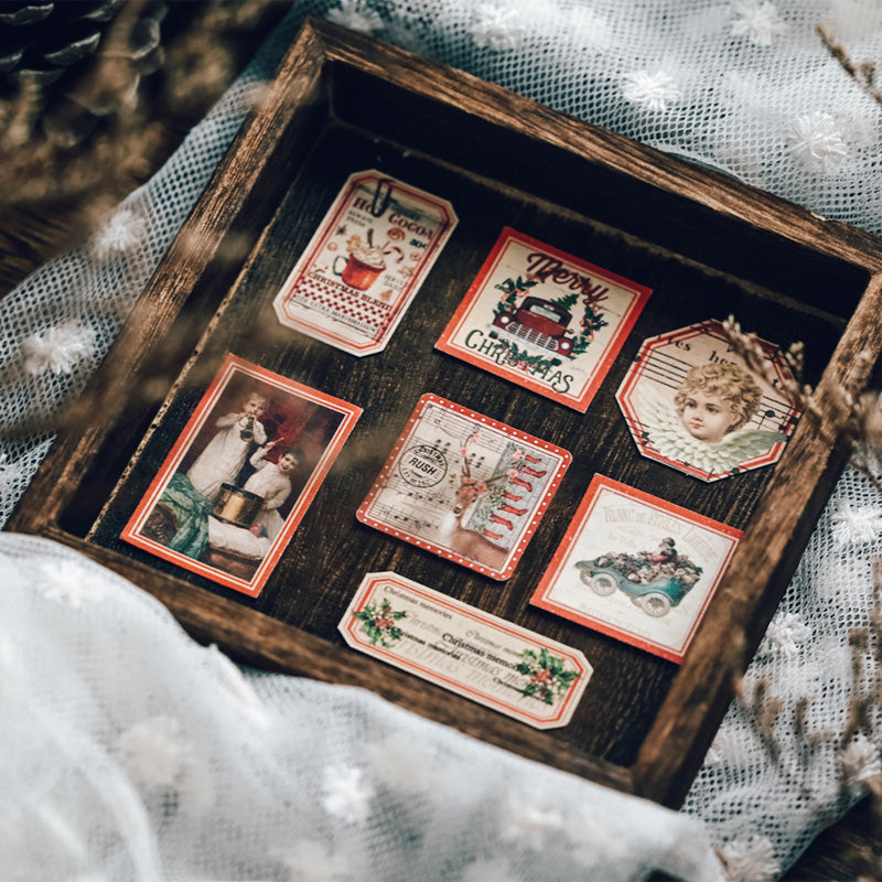 Vintage Christmas Tin Box Sticker