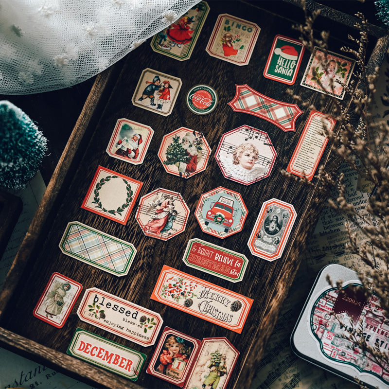 Vintage Christmas Tin Box Sticker