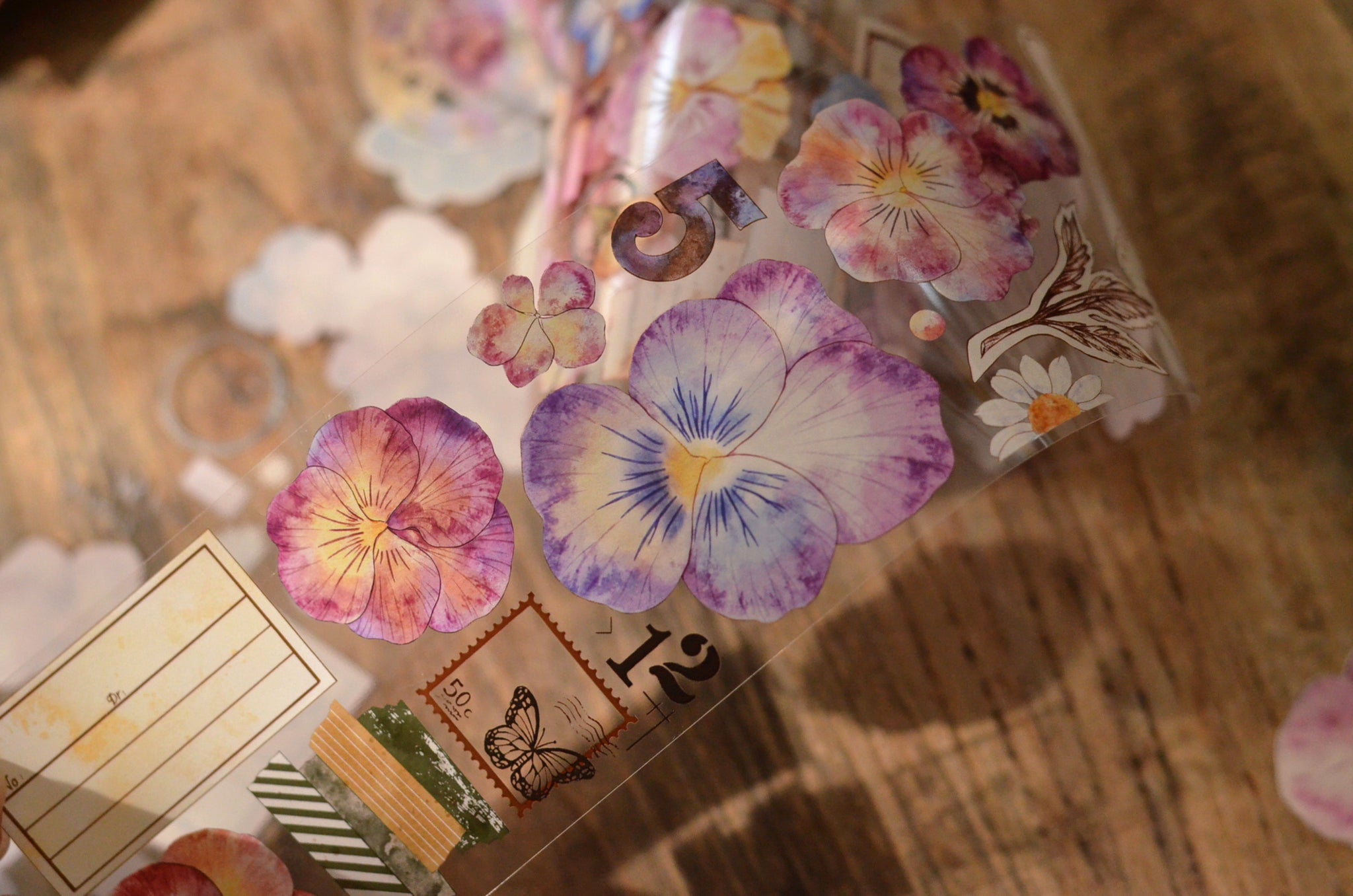 Pansy PET /Washi Tape (6.5cm * 200cm)