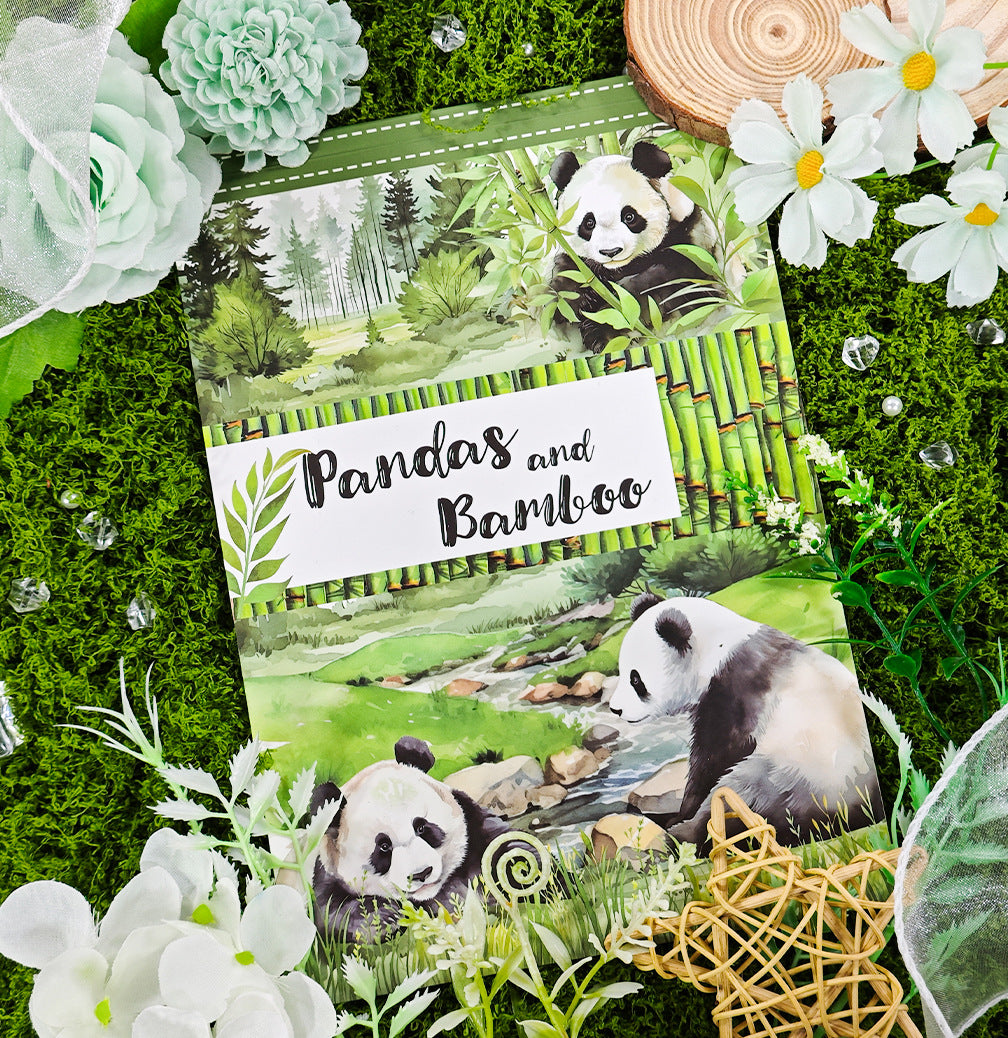 Vintage Sticker Book Vol.11 - Pandas and Bamboo for journaling and scrapbooking