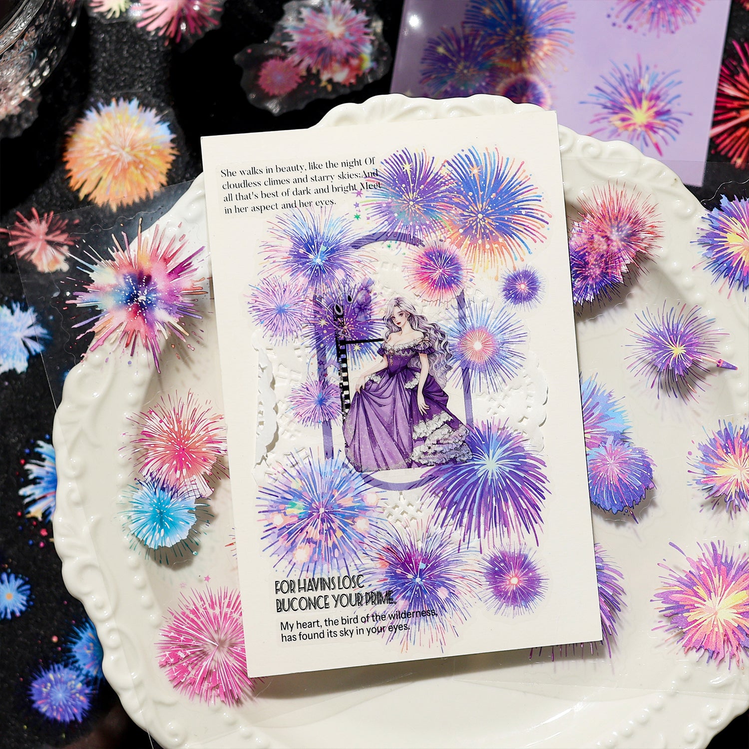 Fireworks and Flowing Light PET Sticker