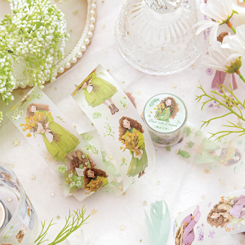 Girl Holding Flowers PET Tape
