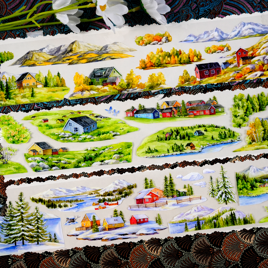 【XT】Sceneries of Mountains and Rivers Through Four Seasons Landscaping Tape