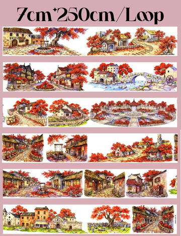 【SZCX】Red Maple Town Landscape PET Tape