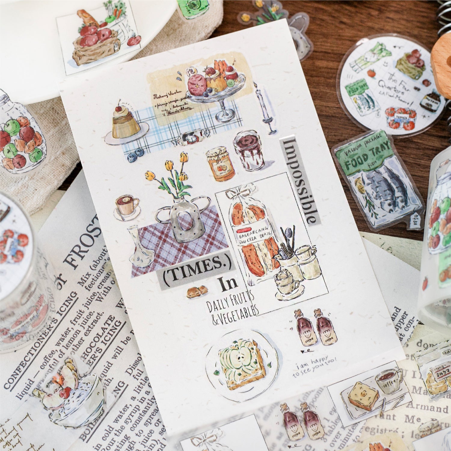 Four Periods of a Day Pre-cut PET Tape for Journaling | MOOBOOM
