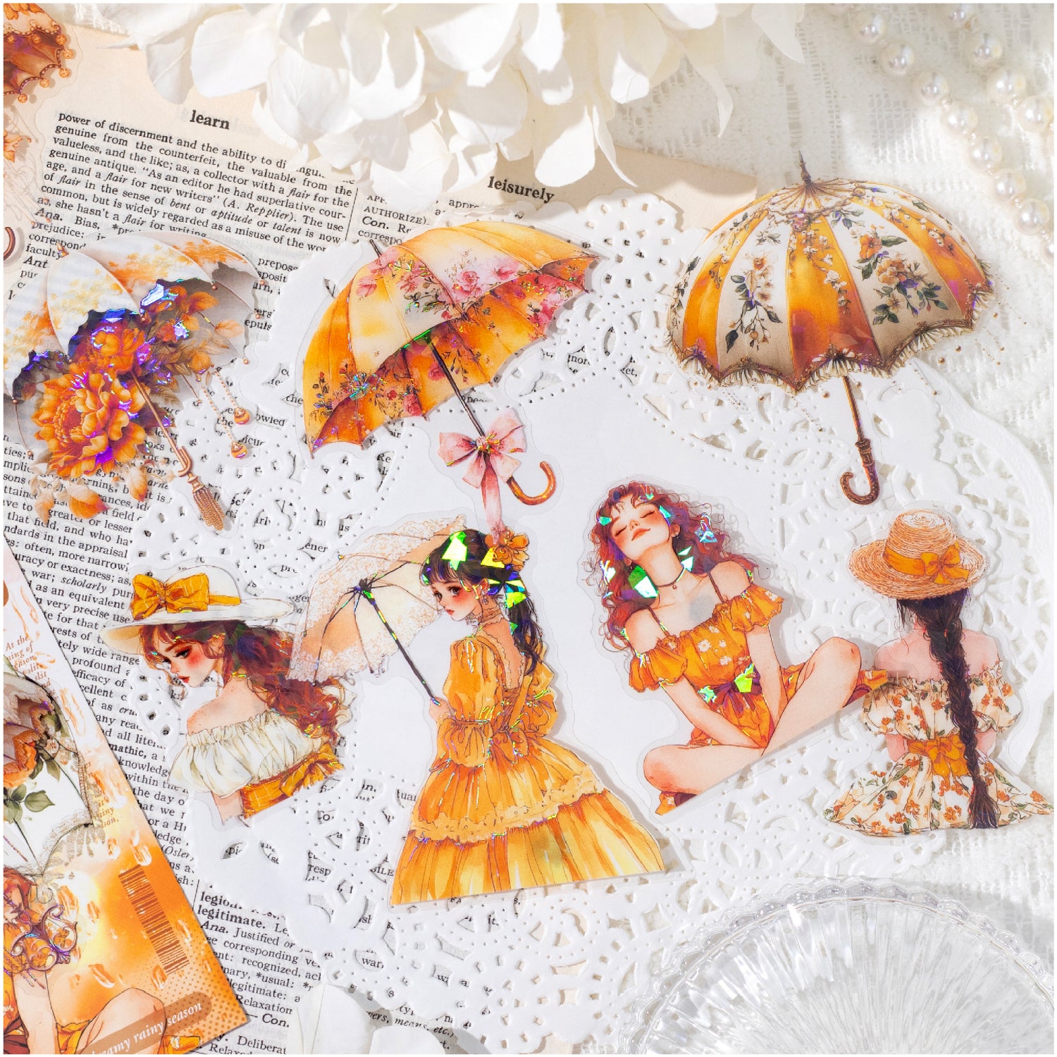 Rainy-day Beauty PET Sticker