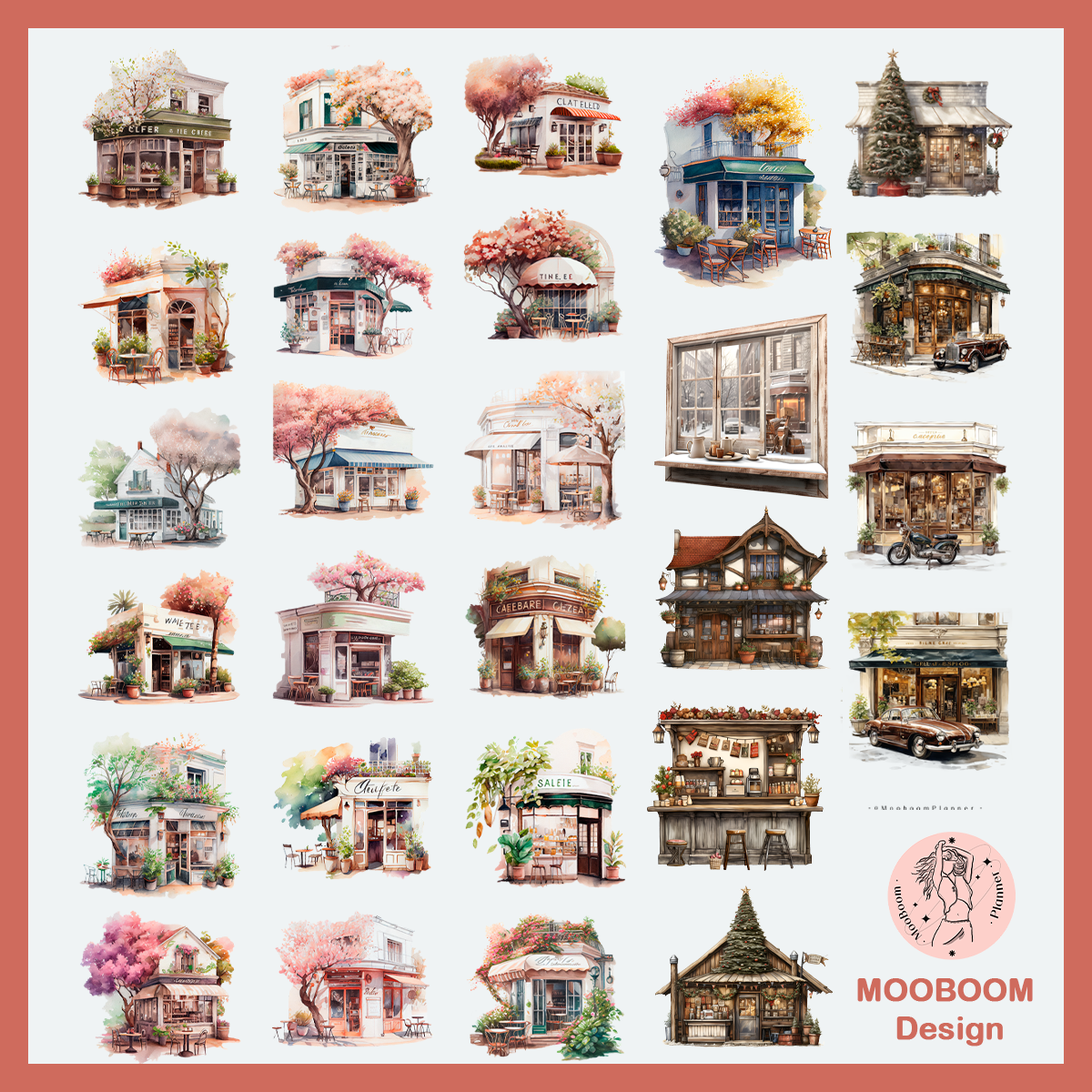 Whole Roll Street Café PET Tape (6cm*2M)| MOOBOOM Design