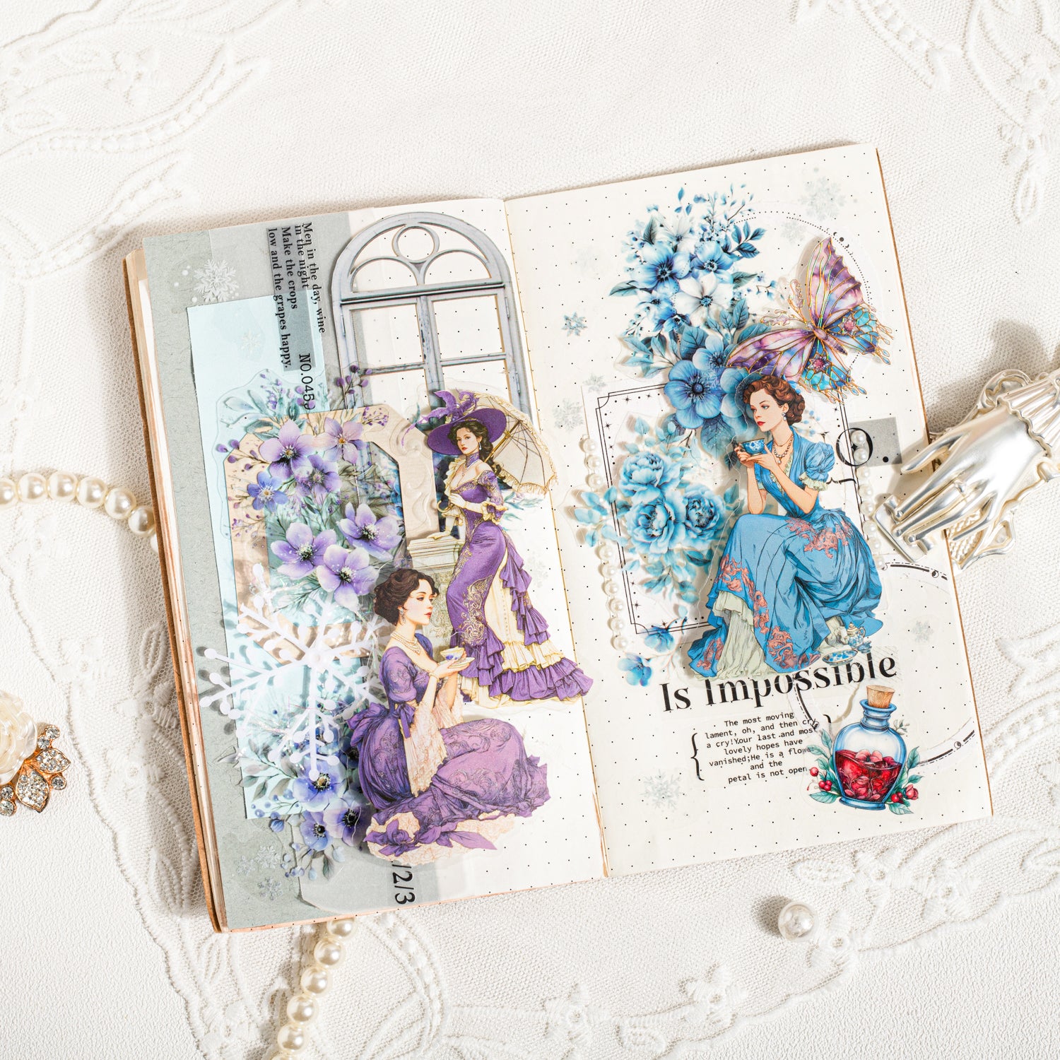 Rococo Dinner Banquet Vintage Characters PET Sticker for journaling and scrapbooking
