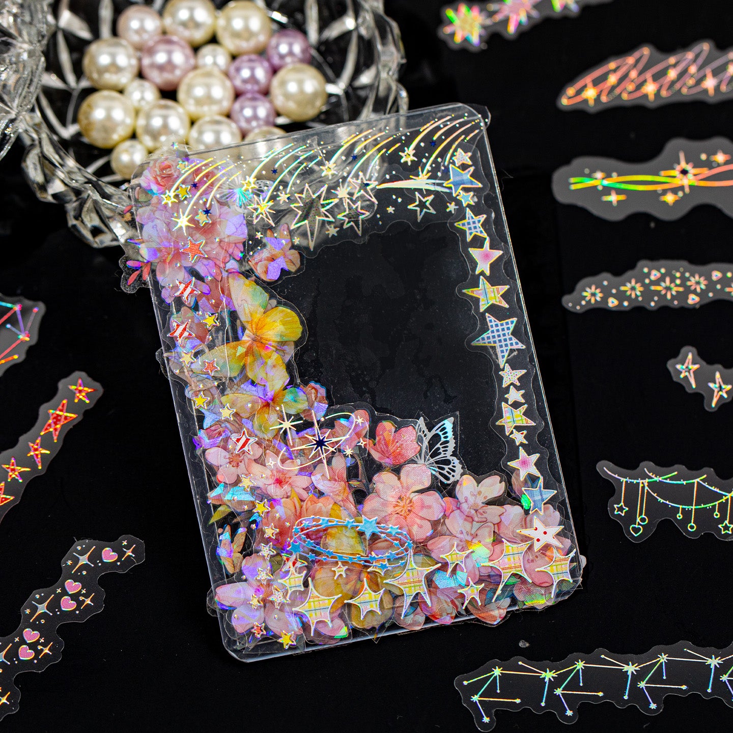 Starlight Laser Silver Long Sticker for journaling and scrapbooking