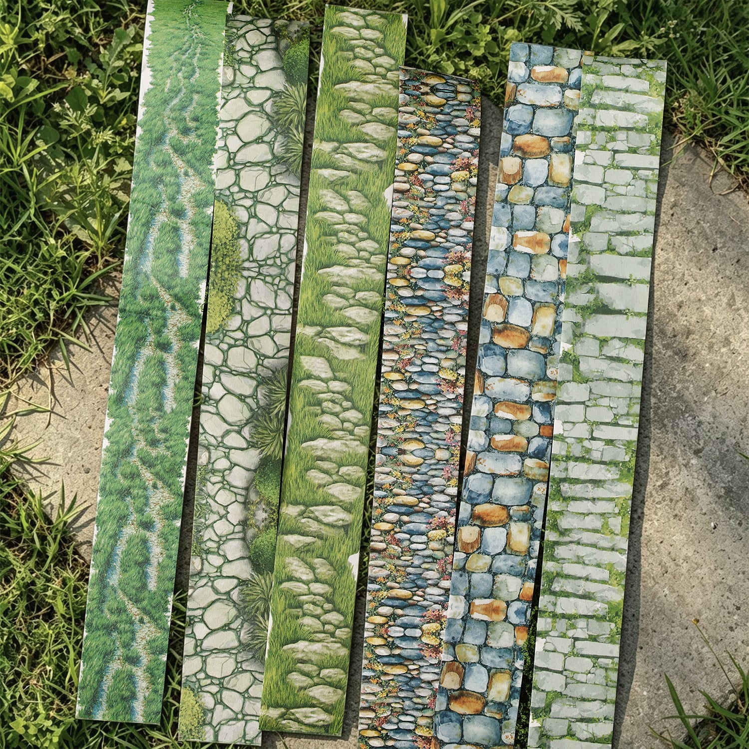Stone path washi tape roll with natural walkway landscape design