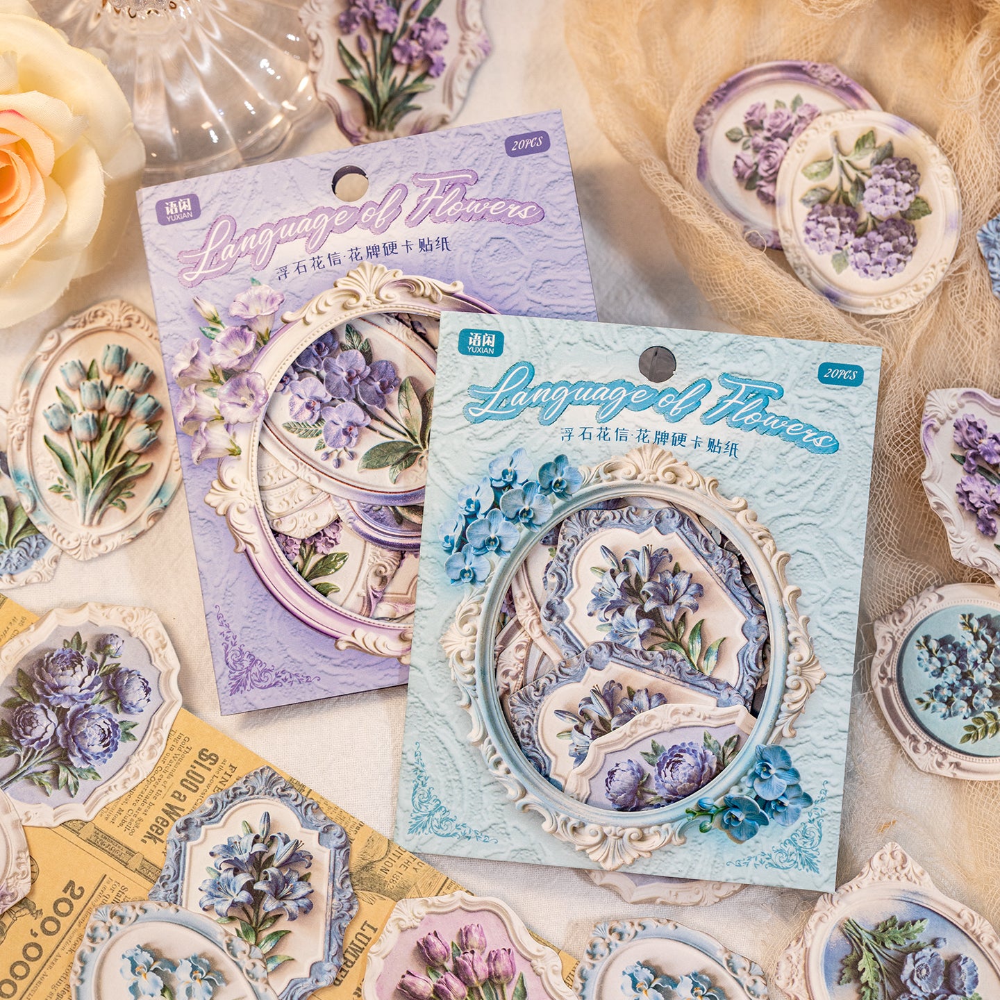 Floating Stone, Flower Message Paper Sticker