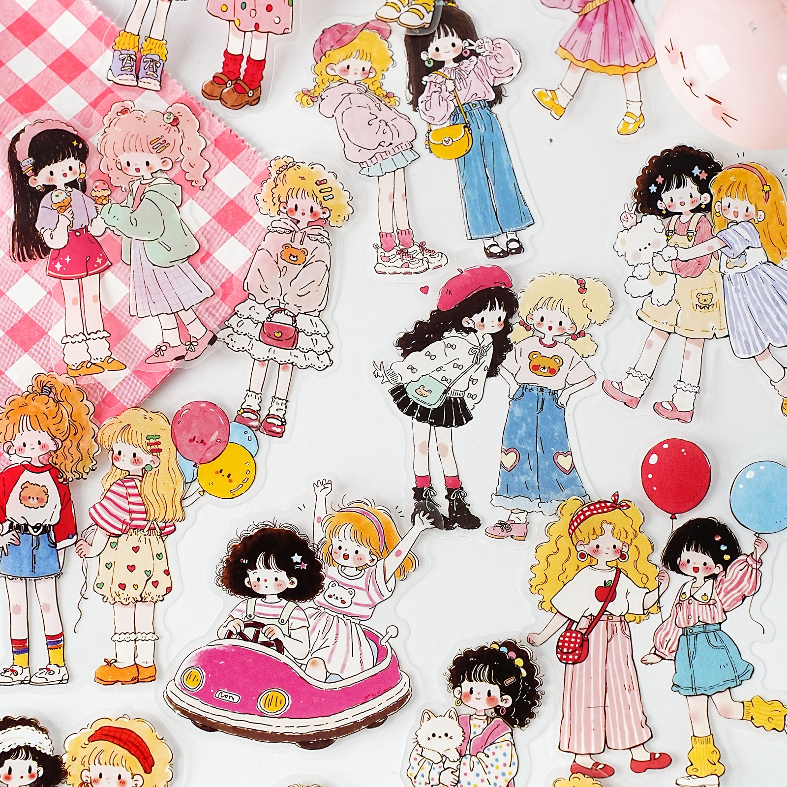 PET character sticker close-up with gentle storybook style