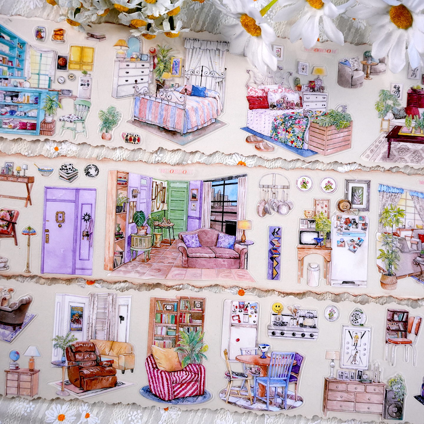 【MOOBOOM】Monica's Apartment Indoor View Pre-cut Crystal Foil PET Tape