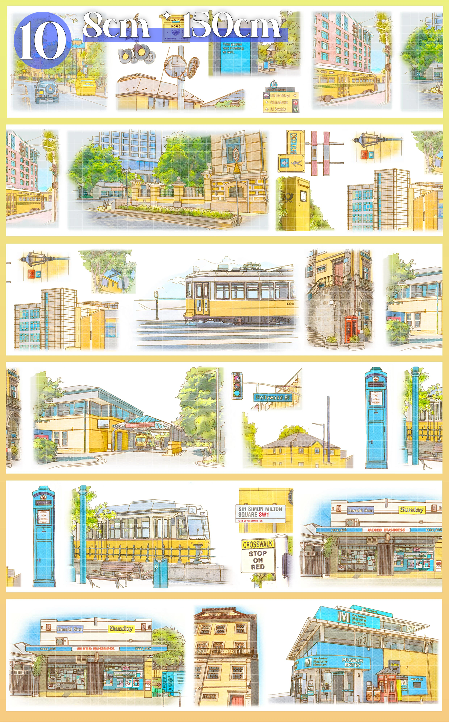 【BOBOYU】 City/Transport/Grassland/Castle Landscaping PET Tape