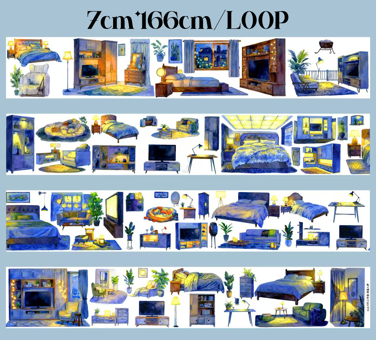 【SZCX】Deep Blue Falls into Sleep Landscape PET Tape