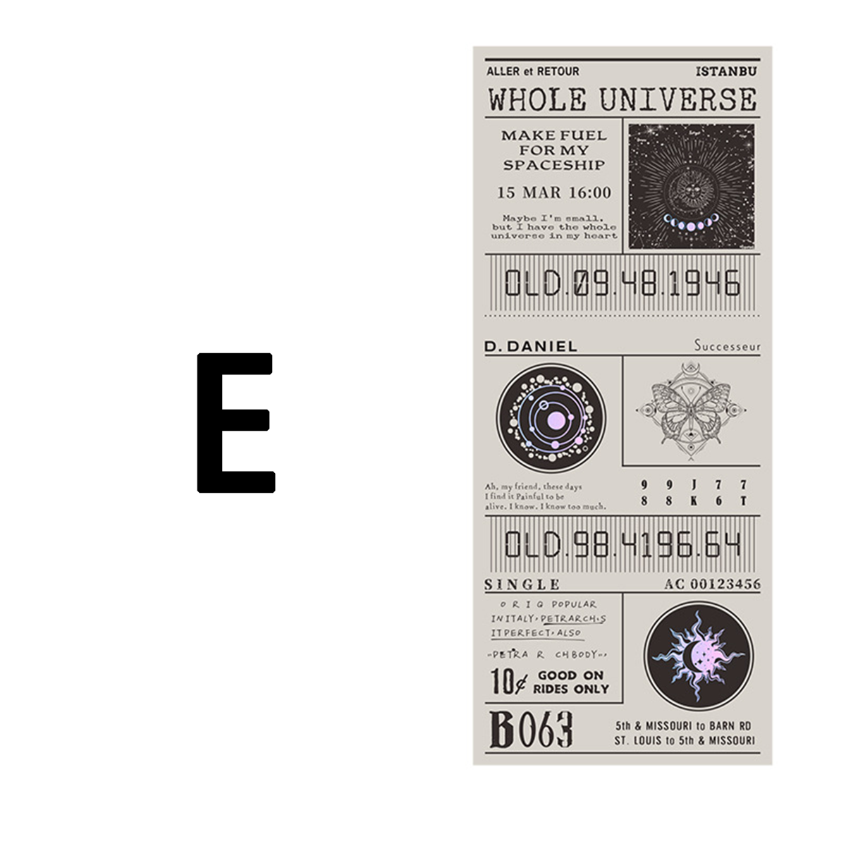 Stray Moon Laser Ticket For Scrapbooking / bujo / Card Making