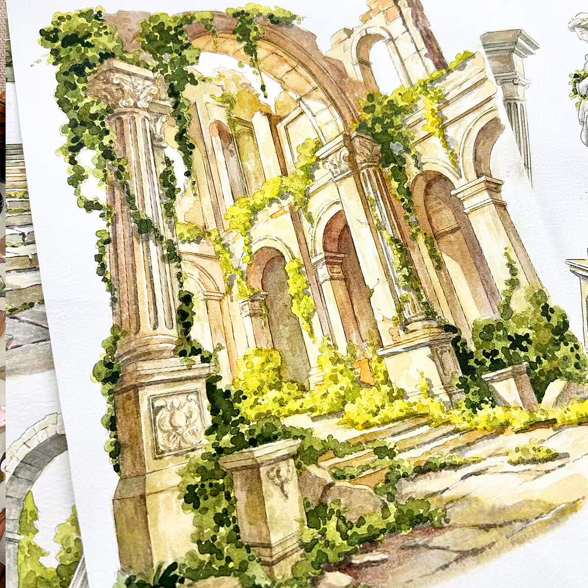 【MOOBOOM】Ancient Lost Ruins Pre-cut Landscape PET Tape
