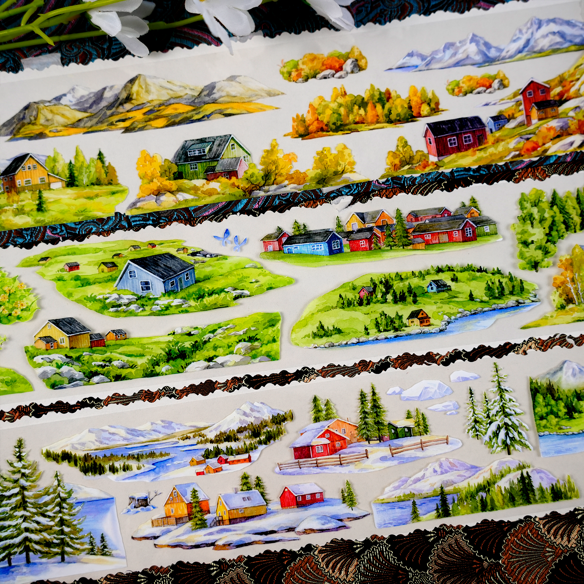 【XT】Sceneries of Mountains and Rivers Through Four Seasons Landscaping Tape