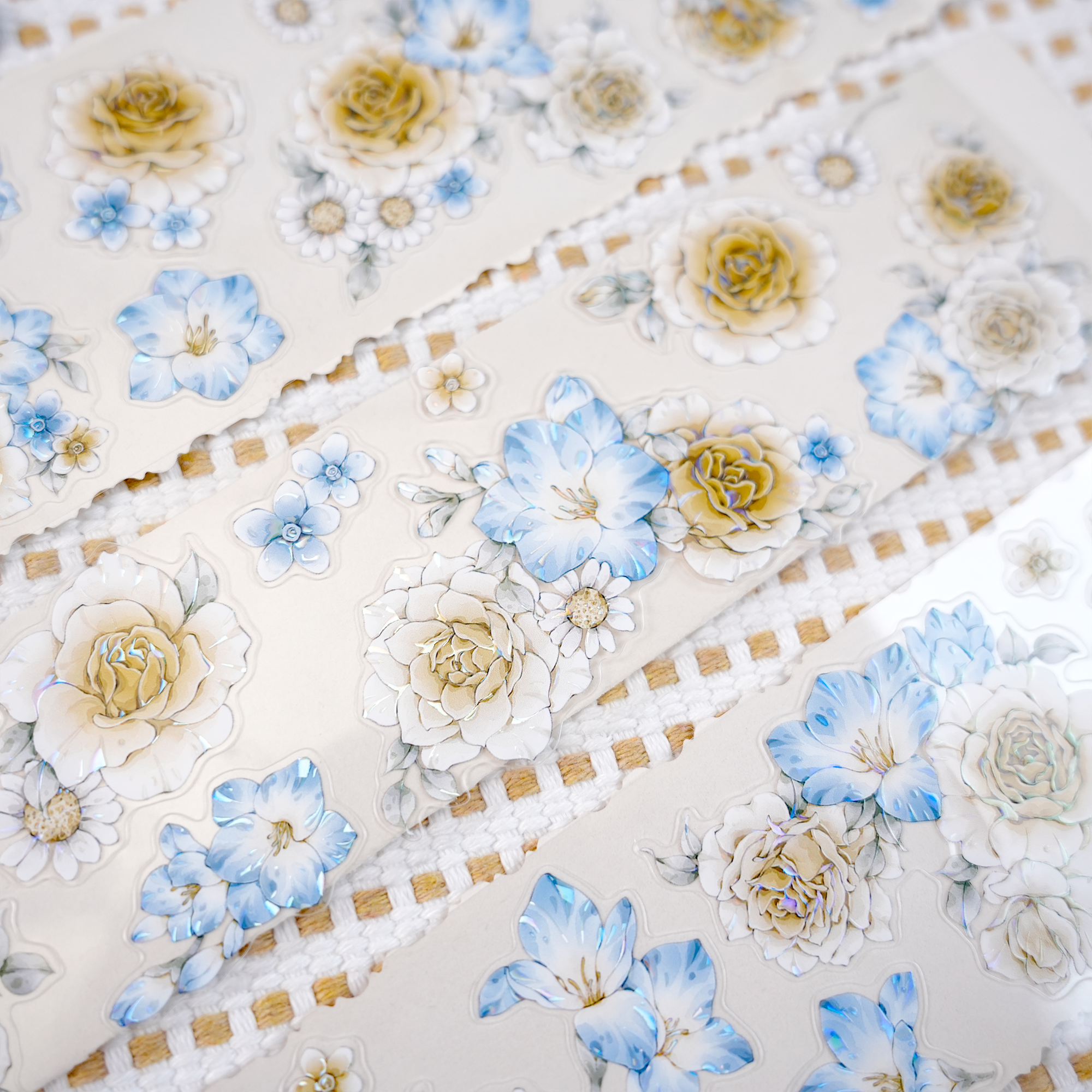 【MOOBOOM】Freesia & Rose Shell Light Foil Pre-cut PET Tape