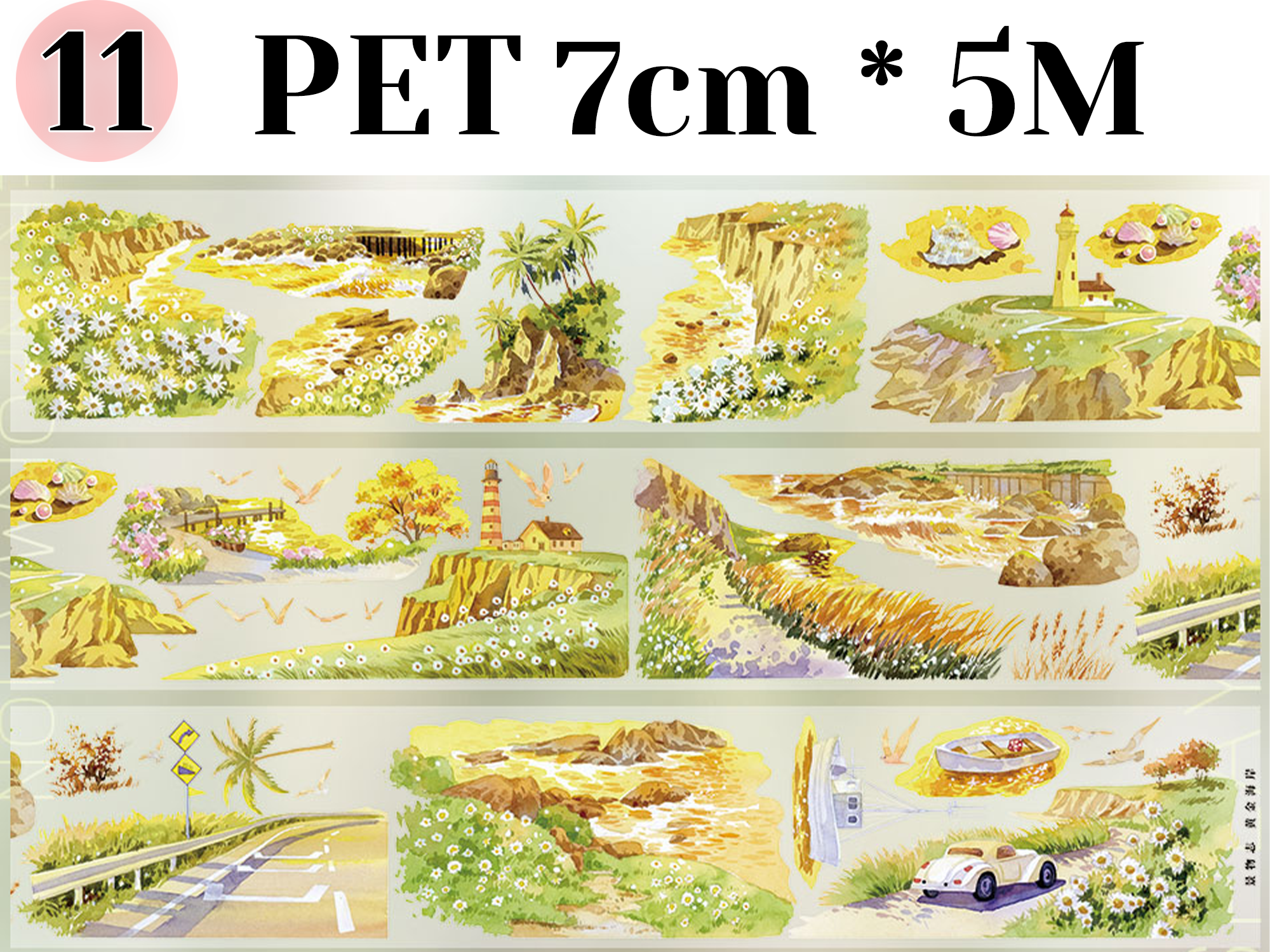 【ZERO】Summer Beach Landscaping Tape(11 Styles)(Whole Roll Tape)