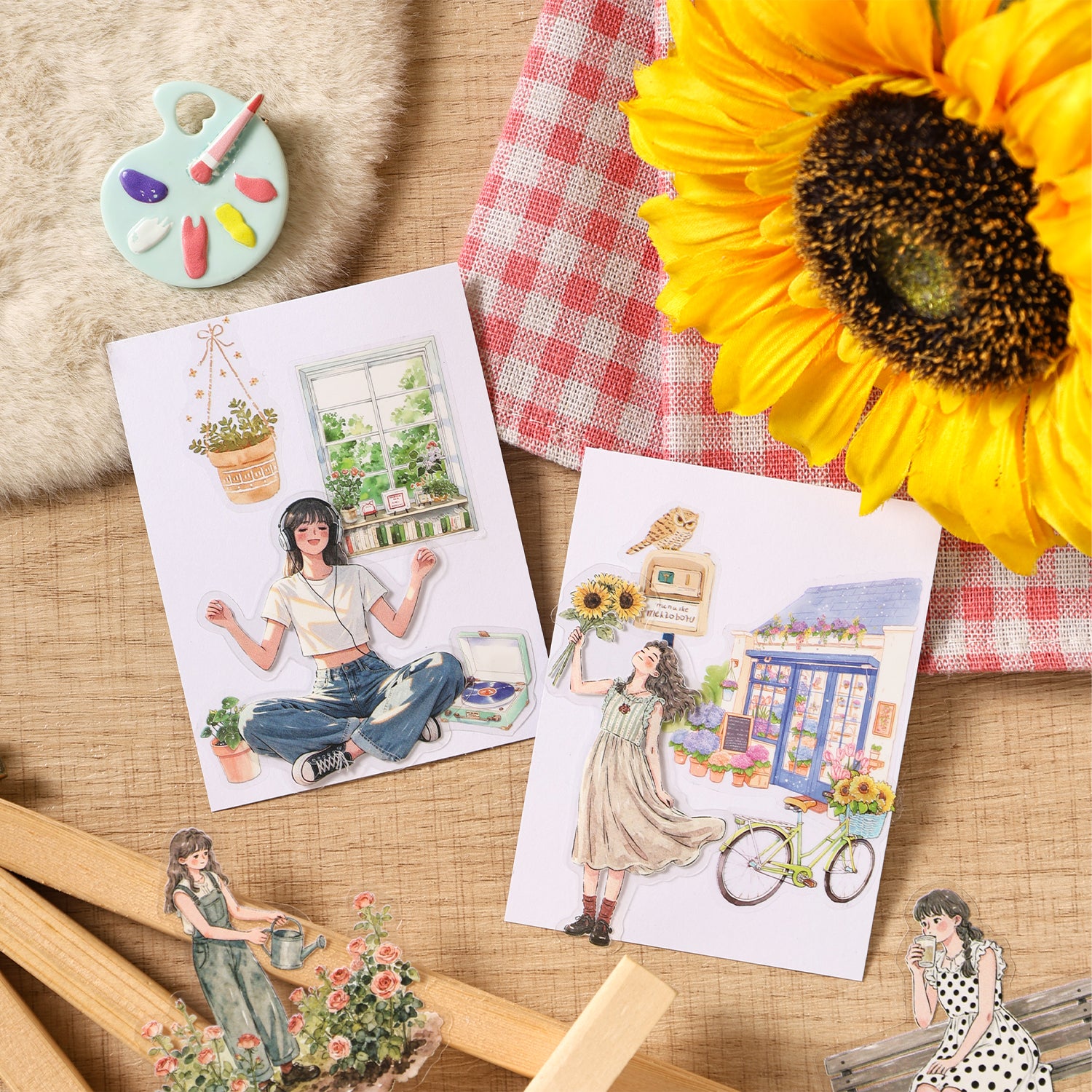 Everyday Life Girl Character Stickers