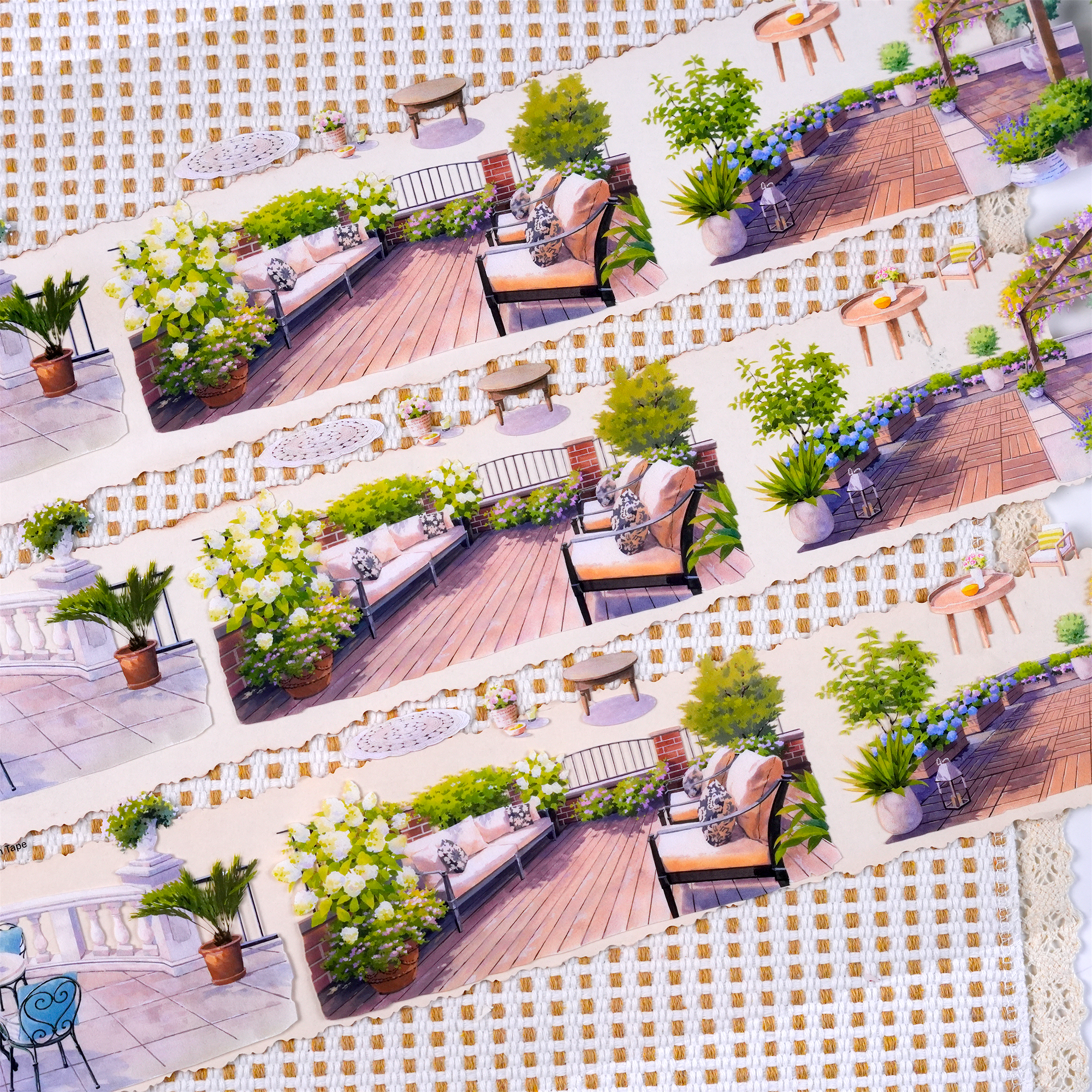 Pre-cut scenic PET tape strips for planner decoration and paper crafts