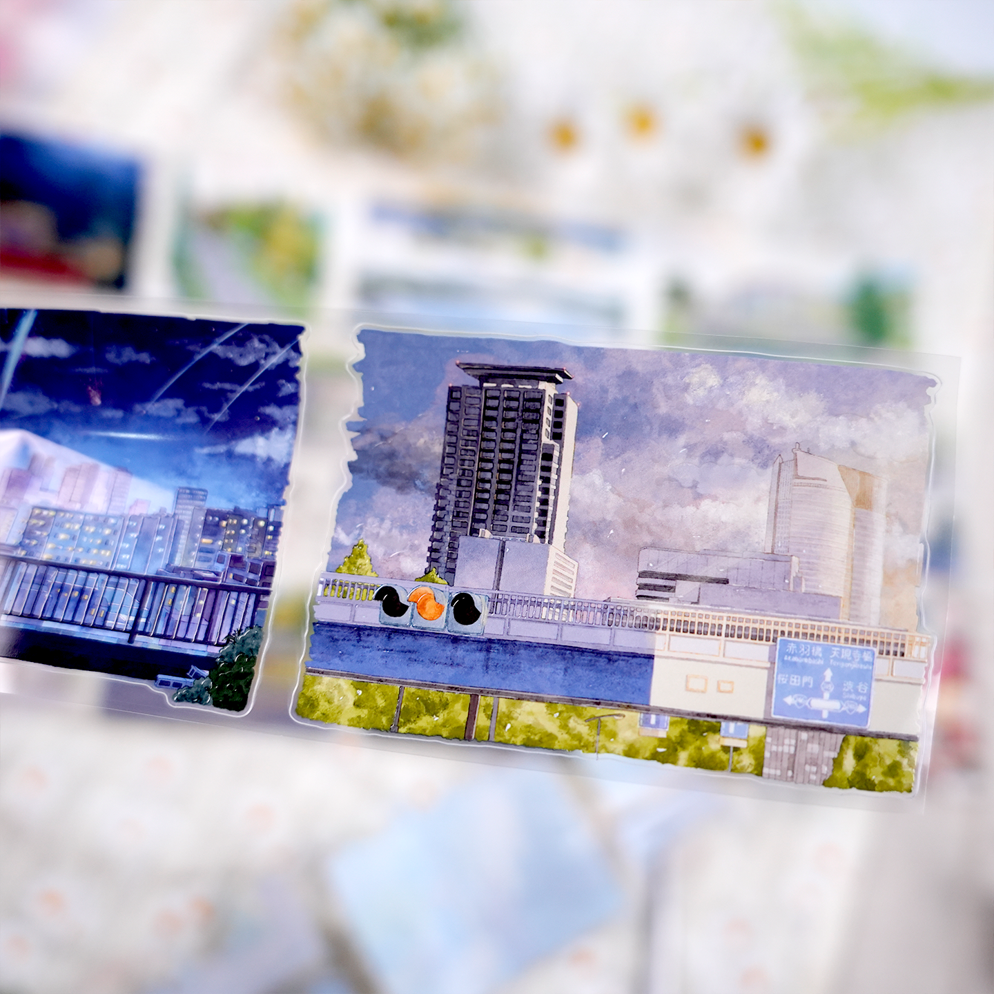 【MOOBOOM】Echoes of Japan City View Pre-cut Crystal Foil PET Tape