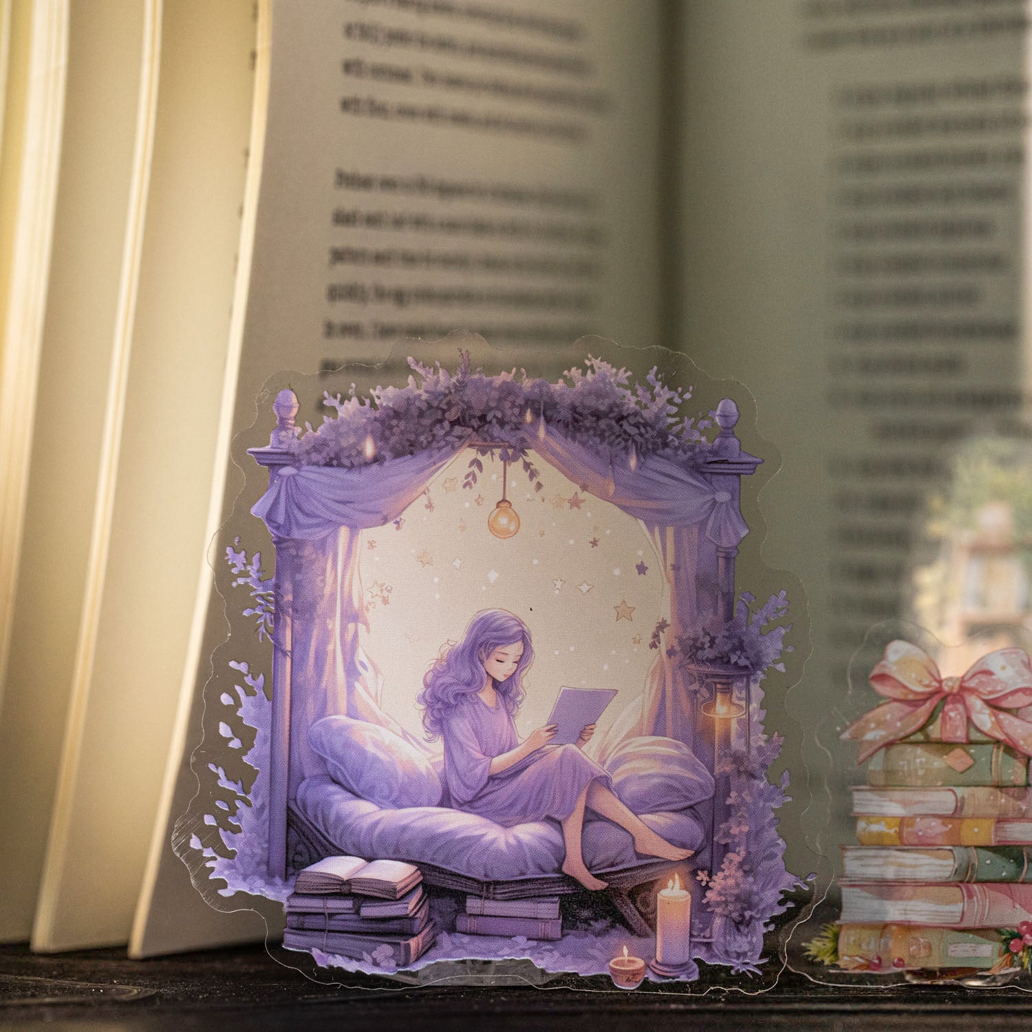 Quiet Night Reading PET Sticker