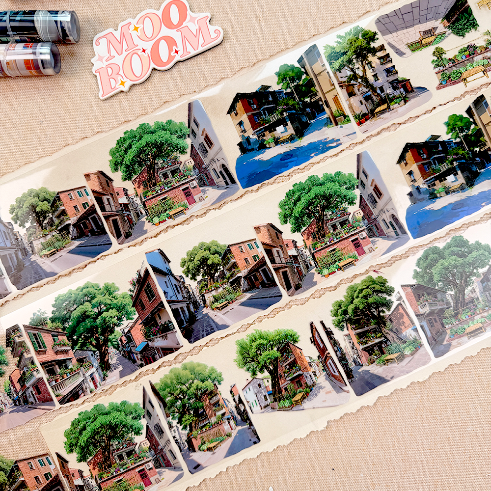 【NaiDong】Building in the Tree Shade Landscape PET Tape