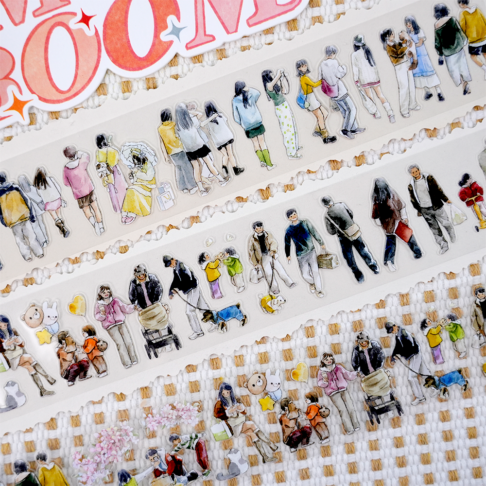 【BOBOYU】Life on Earth Character Pre-cut Tape for journaling and scrapbooking