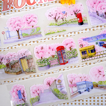 【BOBOYU】Sunny Riverside Sakura Way Landscape Tape