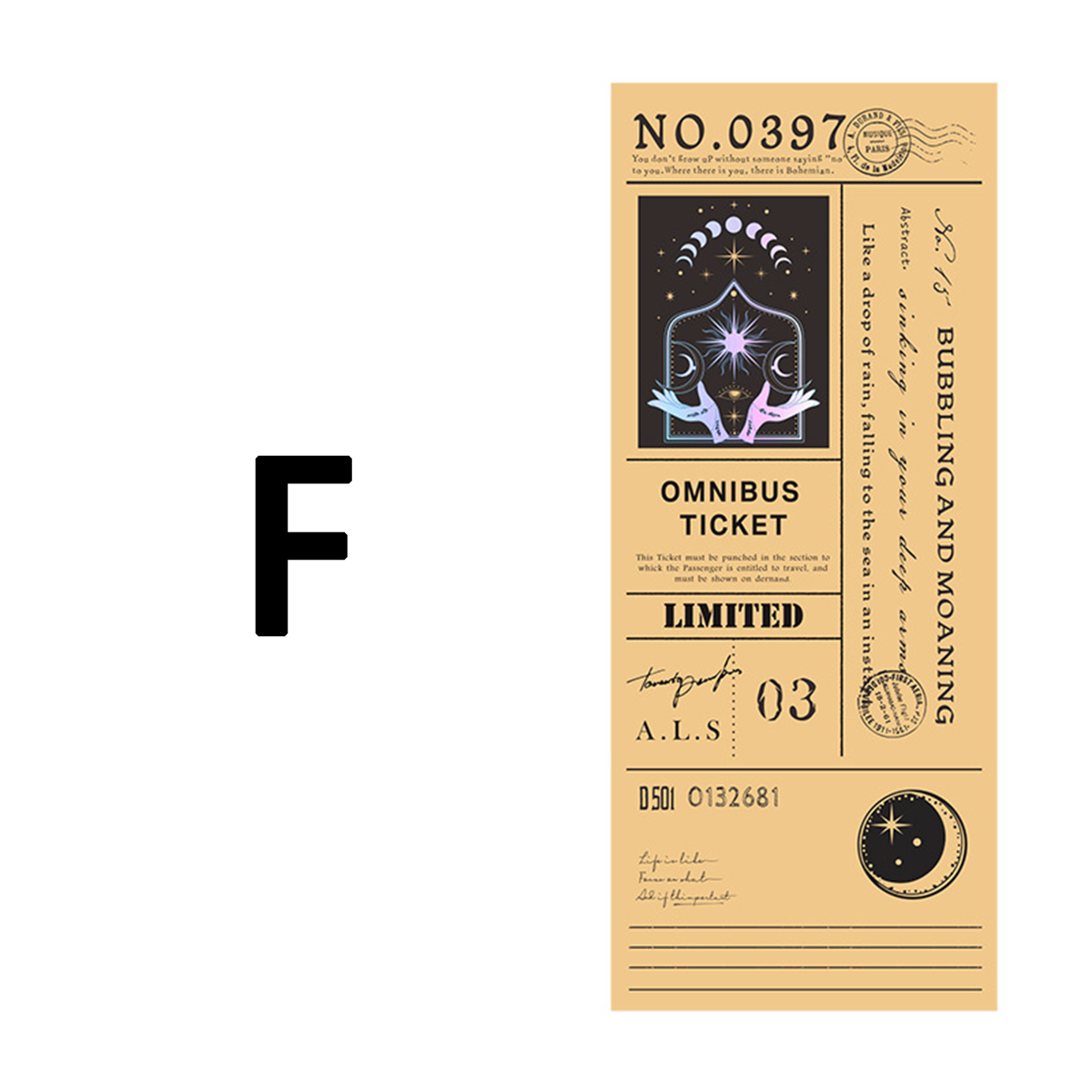 Stray Moon Laser Ticket For Scrapbooking / bujo / Card Making