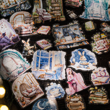 Quiet Night Reading PET Sticker