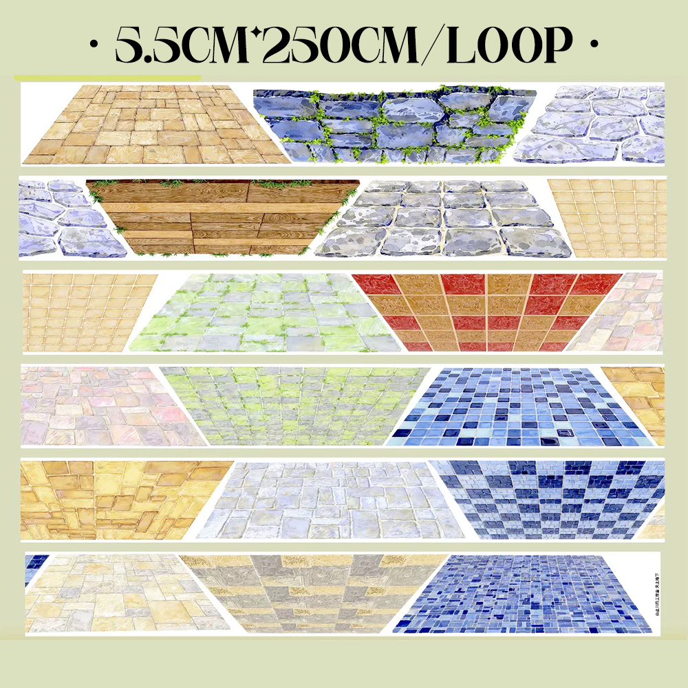 【SZCX】Stone Floor Tiles Landscape PET Tape For Scrapbooking and Journaling