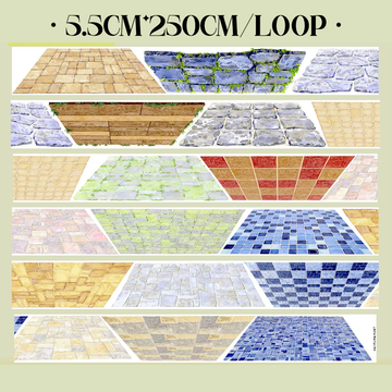 【SZCX】Stone Floor Tiles Landscape PET Tape For Scrapbooking and Journaling
