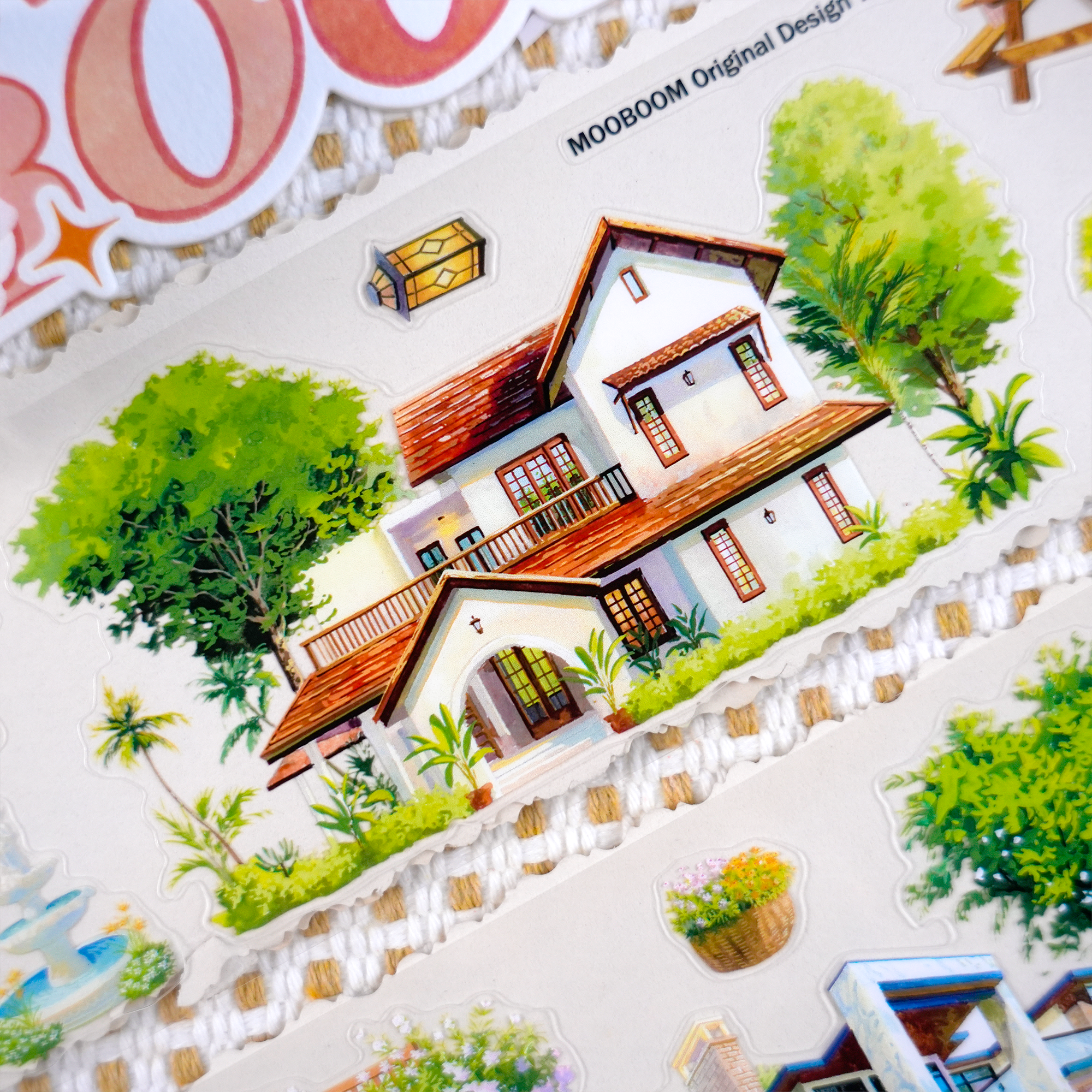 MOOBOOM Modern Villa Pre-cut PET Landscaping Tape for journaling and scrapbooking