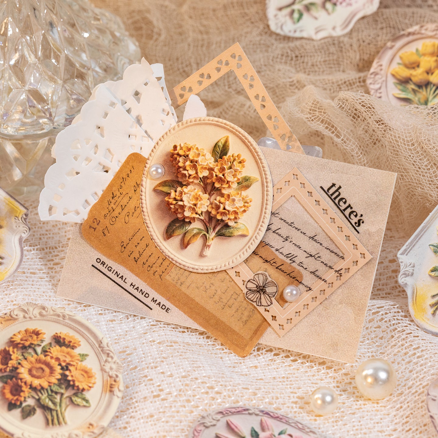 Floating Stone, Flower Message Paper Sticker