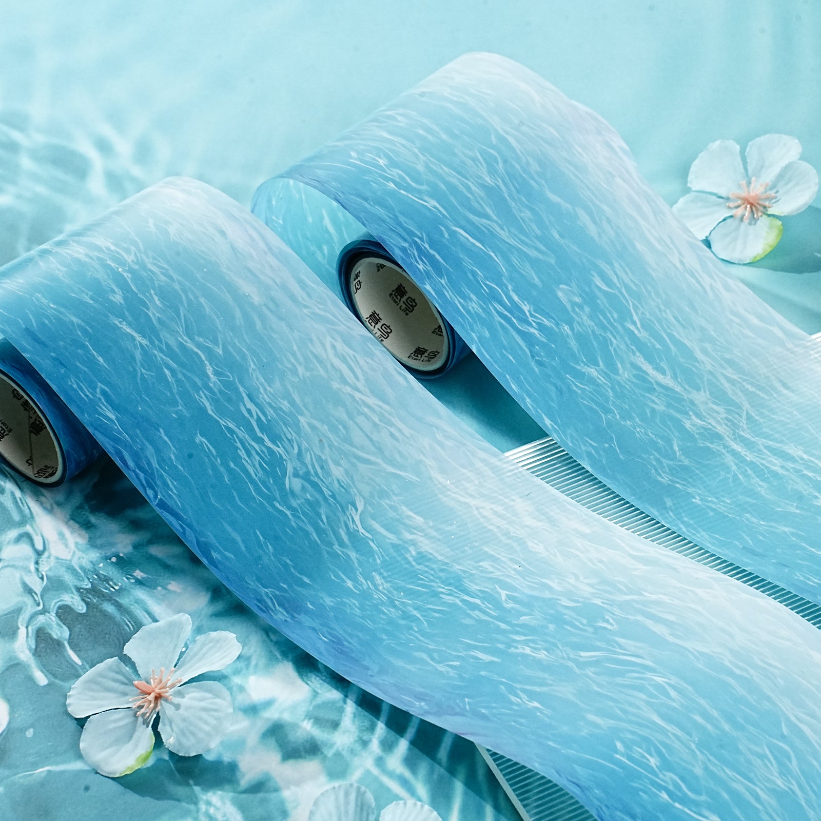 Full roll of shimmering water landscape PET tape, 7.8 cm x 2 m