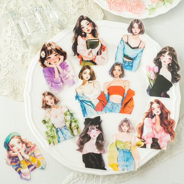 Girl Falling Among Flowers Stickers