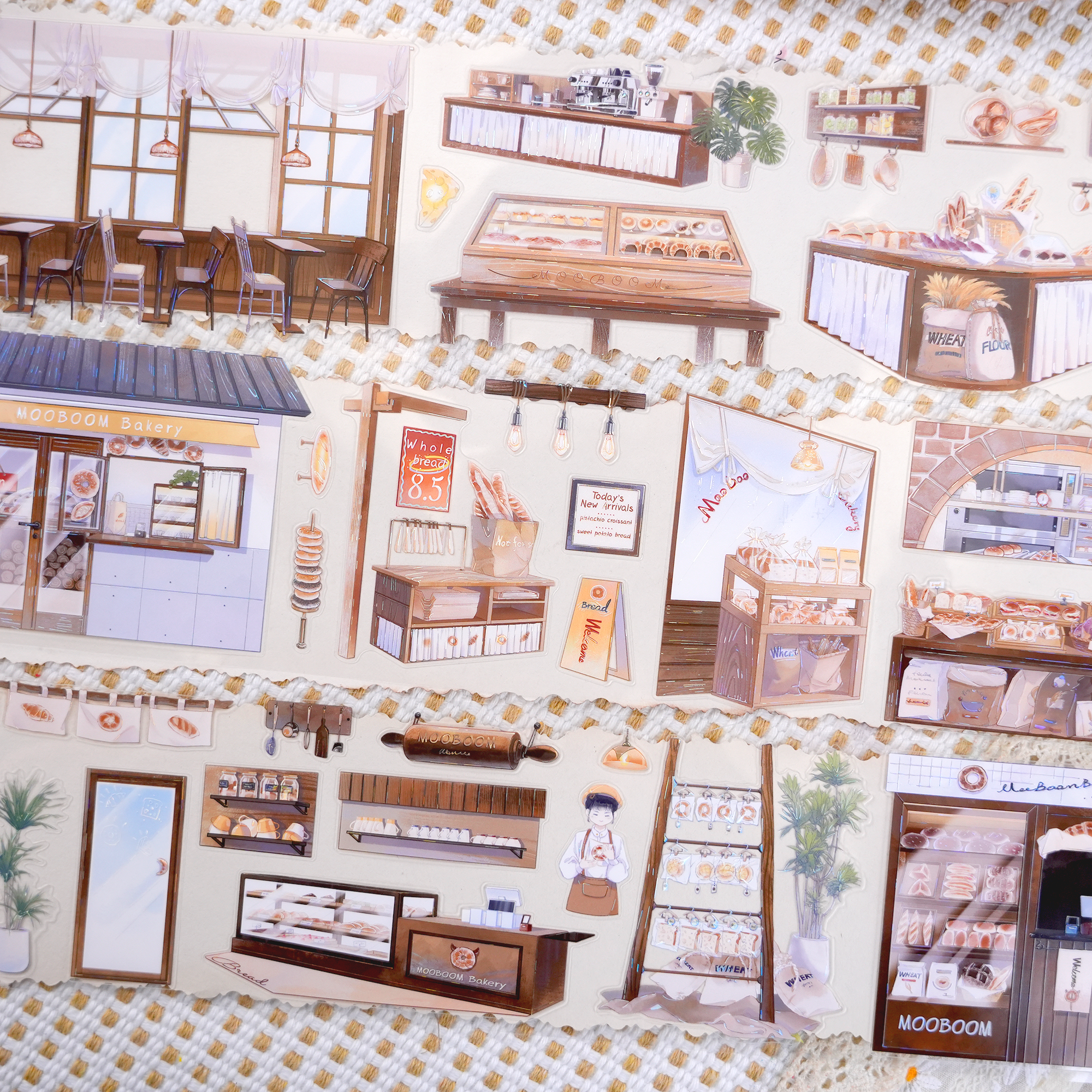 【MOOBOOM】Bakery Dessert Shop Indoor View Pre-cut Shell Light Foil Landscaping Tapes