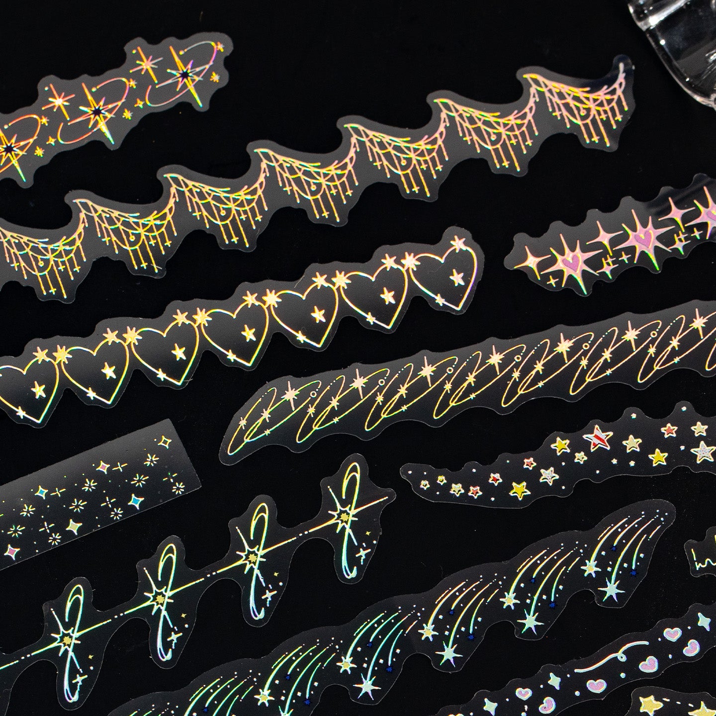 Starlight Laser Silver Long Sticker for journaling and scrapbooking