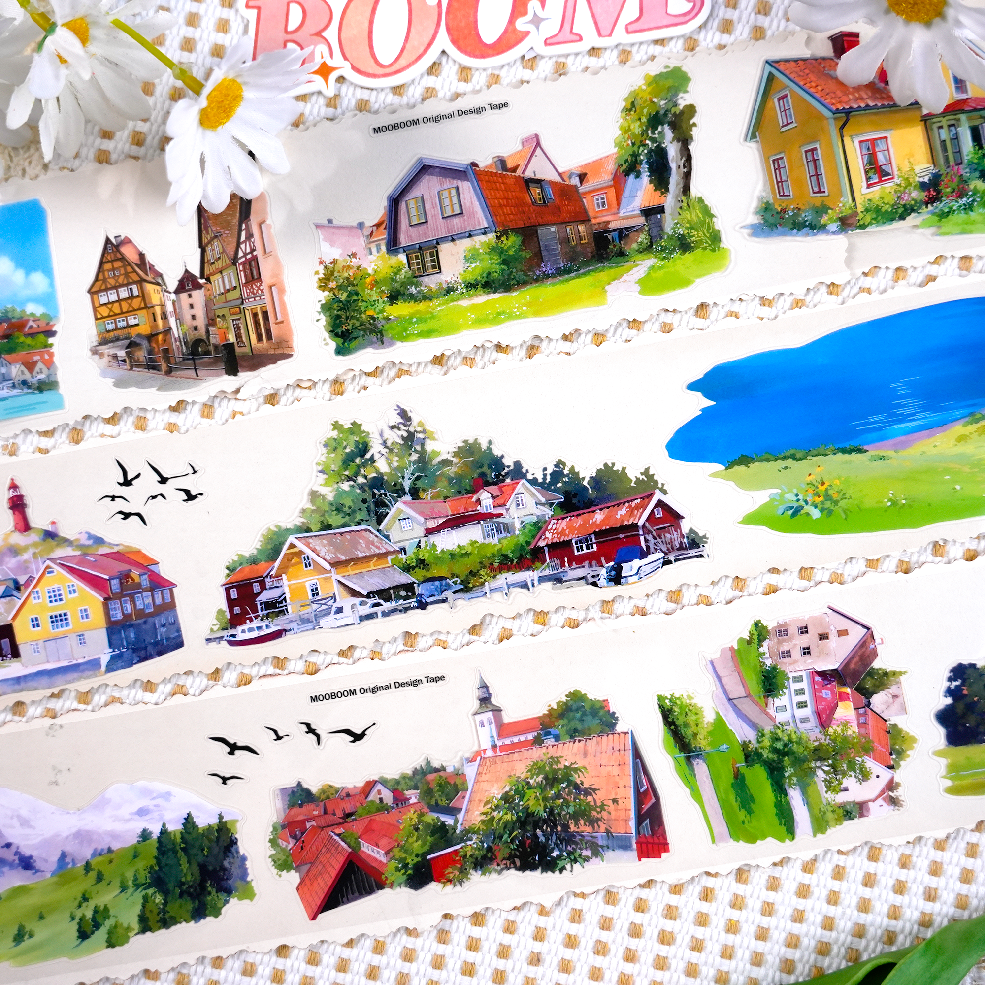 【MOOBOOM】Visby European Small Town  Pre-cut PET Landscape Tape