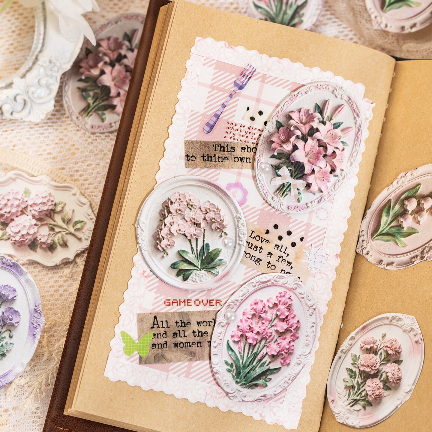Floating Stone, Flower Message Paper Sticker