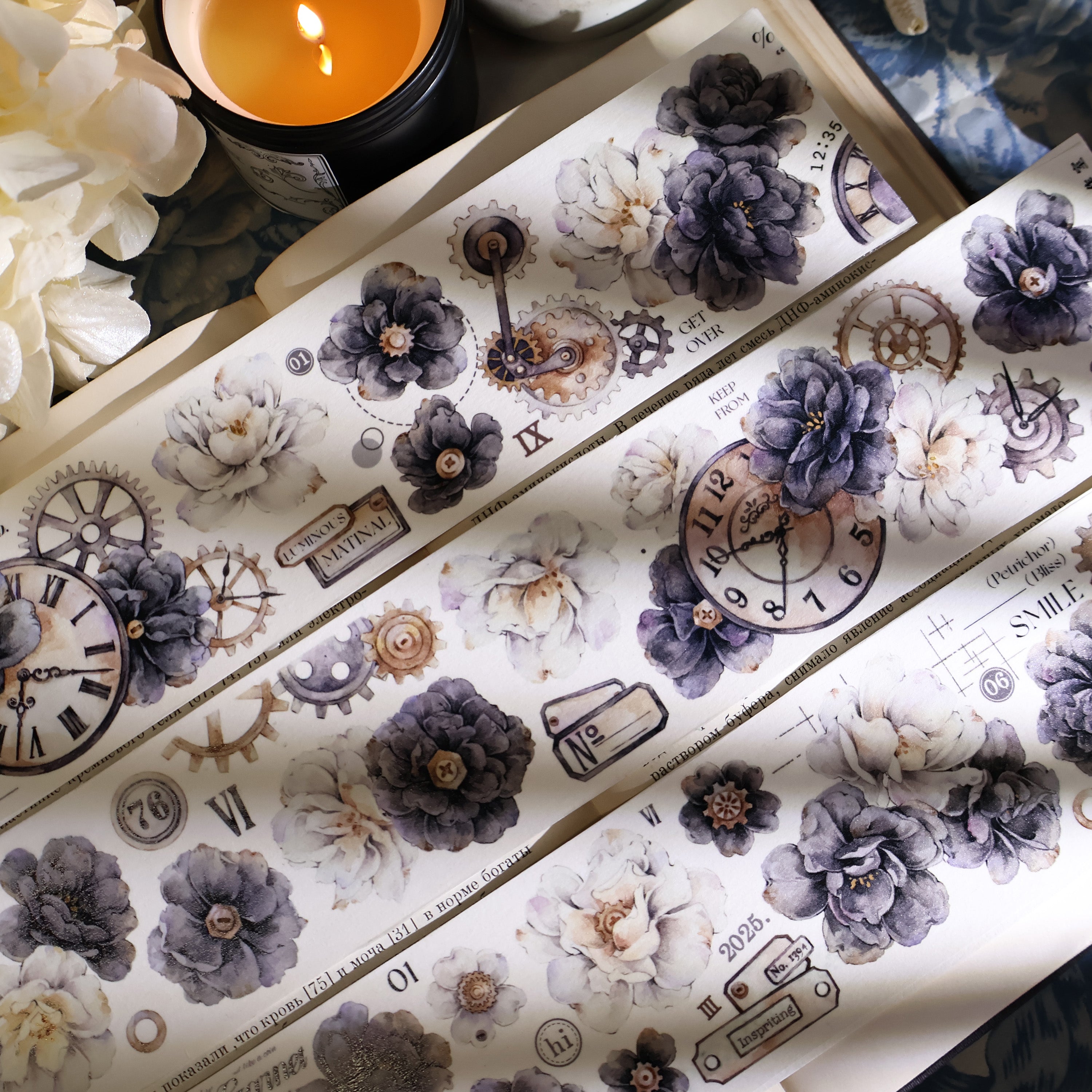 Black and White Flowers Tape (5.5cm*120cm)