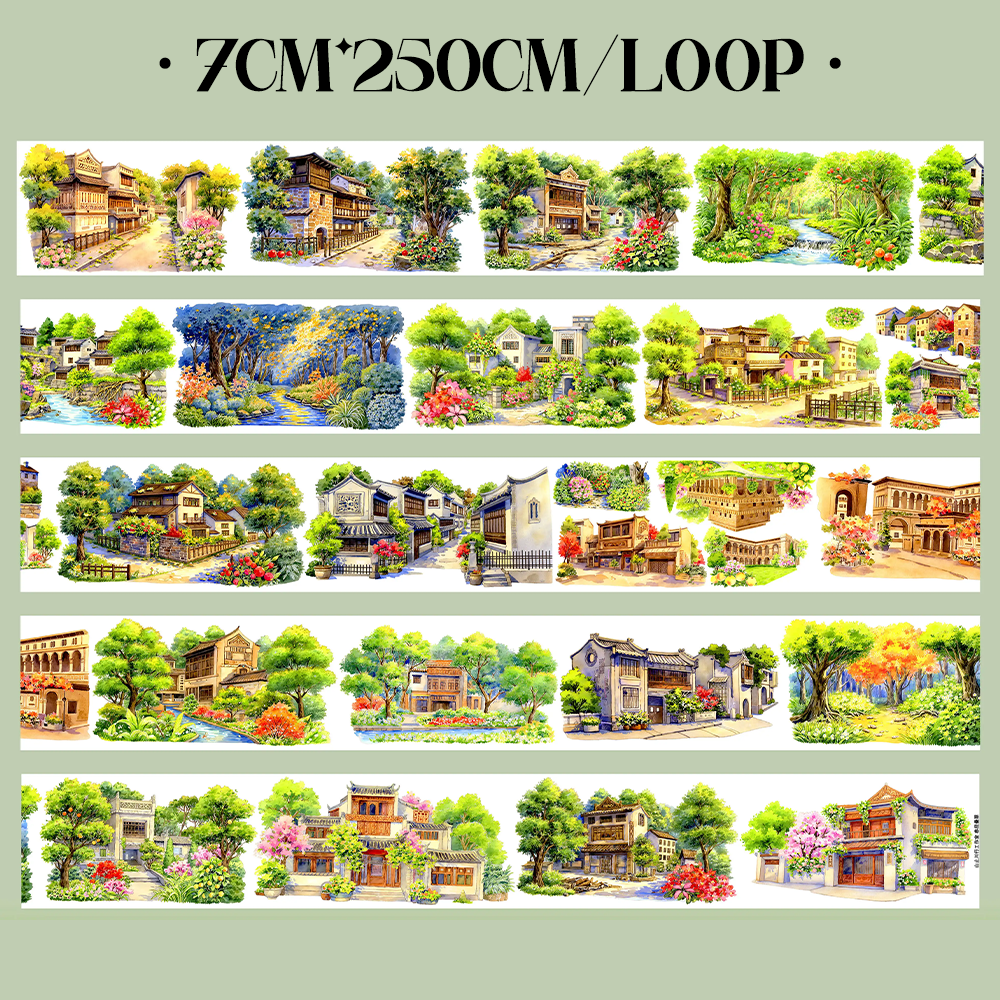 【SZCX】Spring City's Ancient Alley Landscape PET Tape For Scrapbooking and Journaling