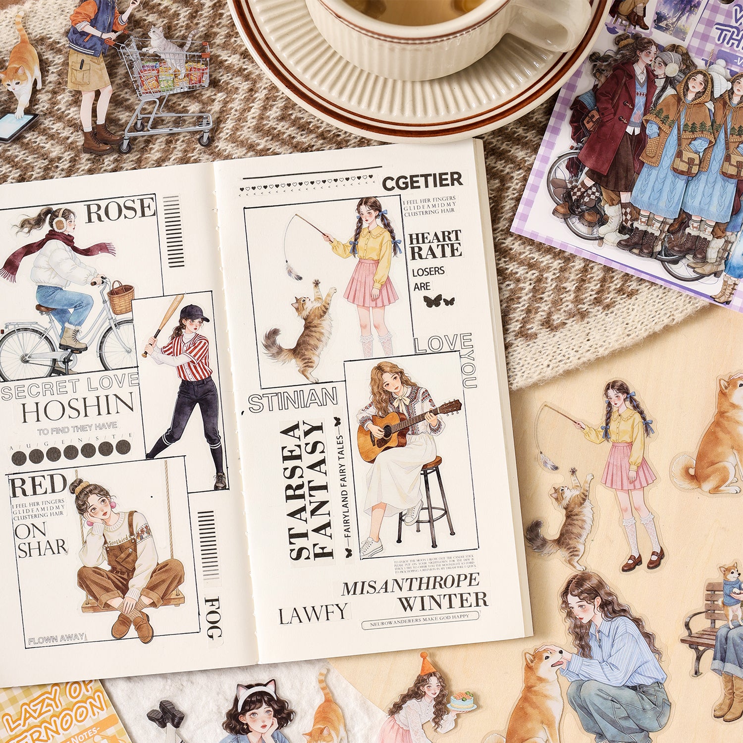 Old-Time Girl Character PET Sticker