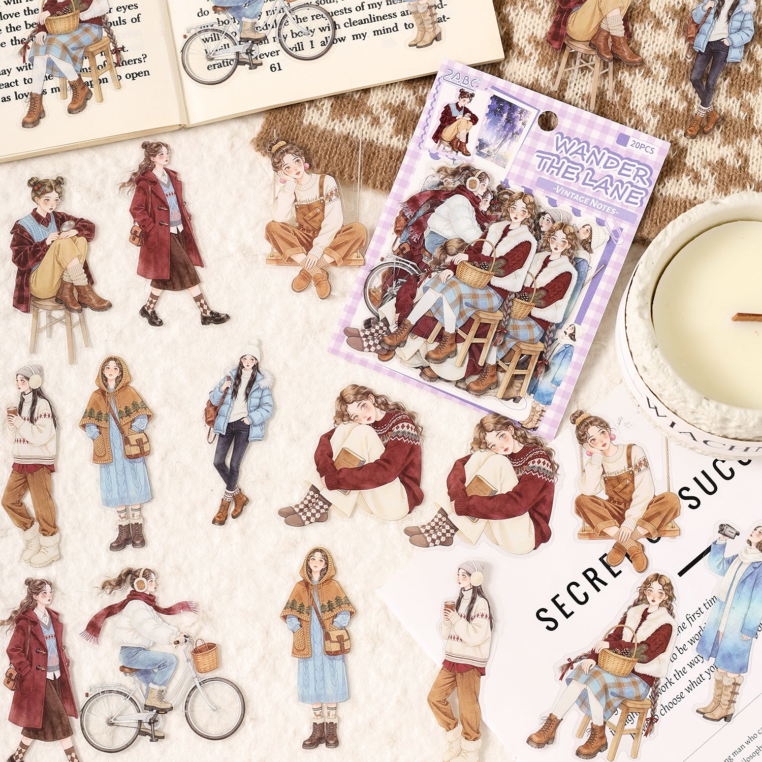 Old-Time Girl Character PET Sticker
